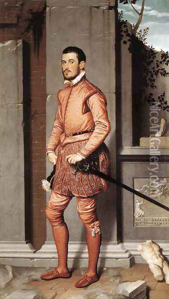 The Gentleman in Pink 1560 Oil Painting - Giovanni Battista Moroni