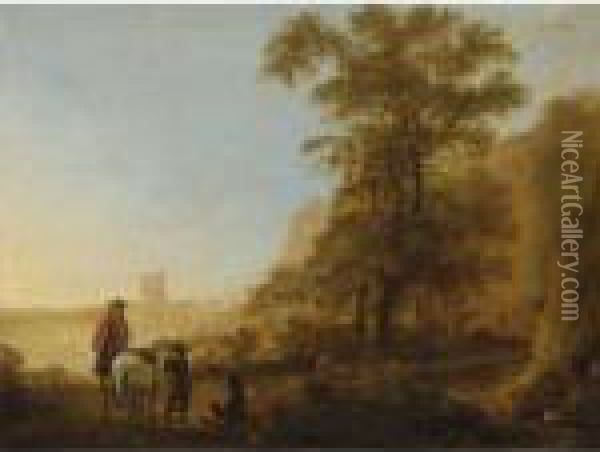 Landscape With Horsemen Oil Painting - Aelbert Cuyp