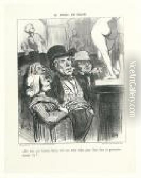 Le Public Du Salon. Oil Painting - Honore Daumier