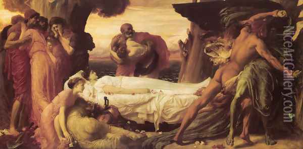 Hercules Wrestling With Death For The Body Of Alcestis Oil Painting - Lord Frederick Leighton