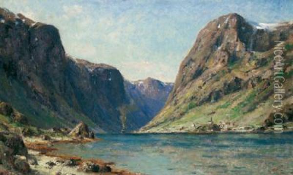 Norwegischer Fjord Oil Painting - Henry Enfield
