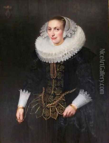 Portrait of Johanna van Heyst Wife of Jonker Zuydewyn van Nuysseburgh Oil Painting - Michiel Jansz. van Mier