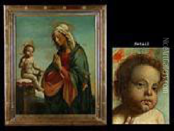 Madonna Das Kind Anbetend Oil Painting - Giovanni Bellini