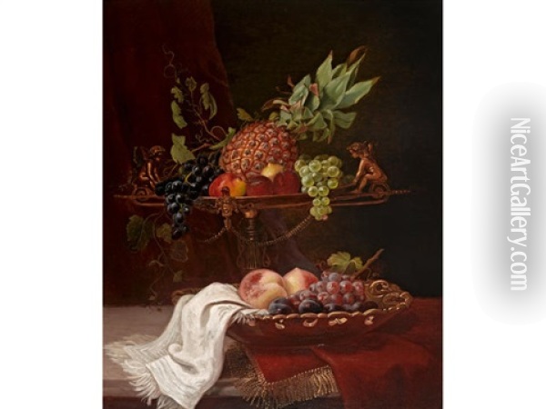 Still Life With Tazza And Fruit Oil Painting - Elizabeth Emerson Keith