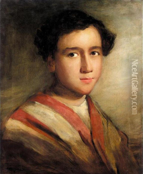 Portrait Of A Middle Eastern Boy Oil Painting - Thomas Phillips