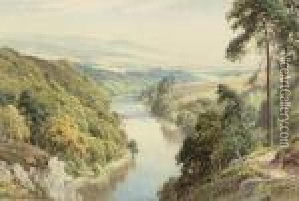 A River Landscape Oil Painting - Harry Sutton Palmer