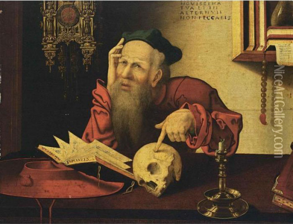 St. Jerome In His Study Oil Painting - Joos Van Cleve