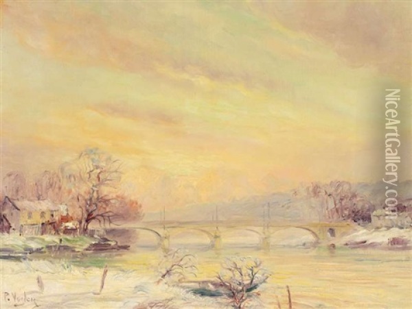 Winterabend An Der Seine Vor Argenteuil Oil Painting - Paul Vogler