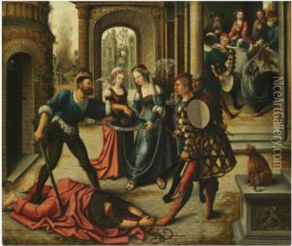The Martyrdom Of Saint John The Baptist Oil Painting - Barend Van Orley