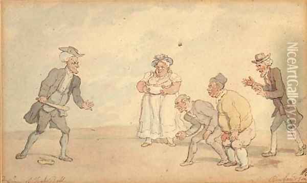 Game of Trap Ball Oil Painting - Thomas Rowlandson