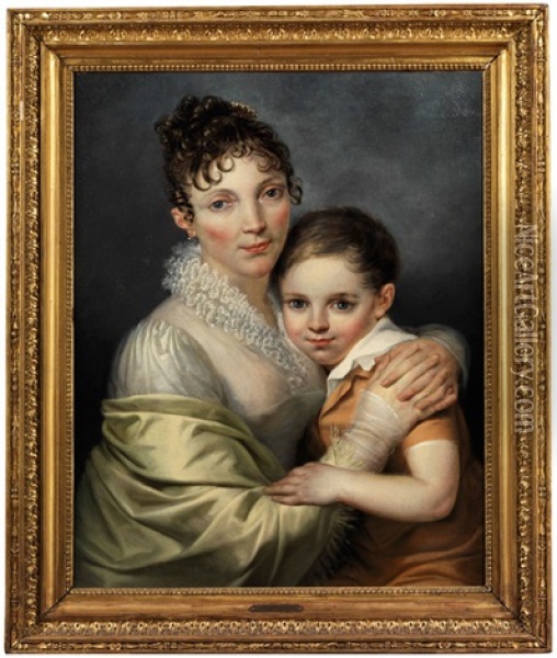 Doppelbildnis Einer Jungen Frau Mit Ihrem Sohnchen Oil Painting - Francois Joseph Navez