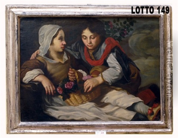 Giovani Innamorati Oil Painting - Antonio Mercurio Amorosi