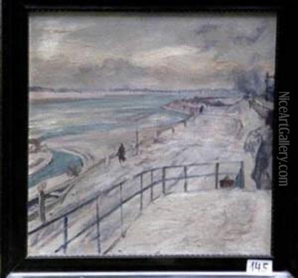 Winter River Scene Oil Painting - Igo Potsch