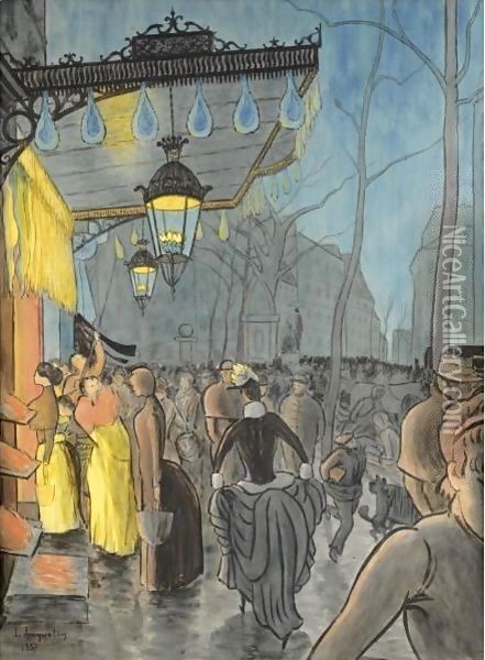 L'Avenue De Clichy, Paris Oil Painting - Louis Anquetin