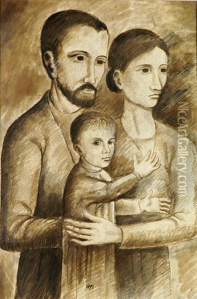 Famiglia Oil Painting - Ubaldo Oppi