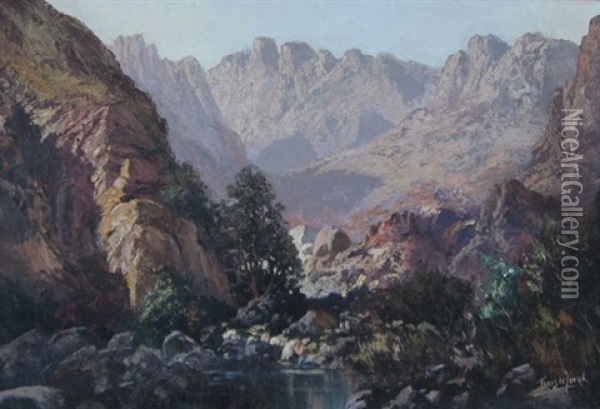 Mountain Pass Oil Painting - Tinus de Jongh
