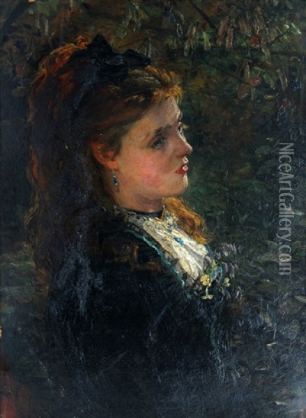 Jonge Vrouw En Profil Oil Painting - Otto Willem Albertus Roelofs