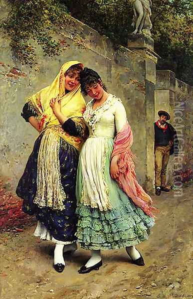 The Flirtation I Oil Painting - Eugene de Blaas