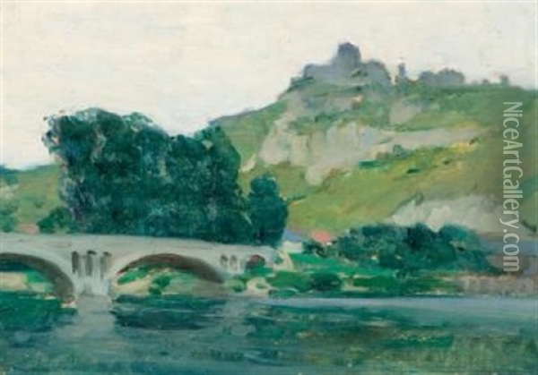 Chateau Gaillard, Les Andelys, France Oil Painting - Clarence Alphonse Gagnon
