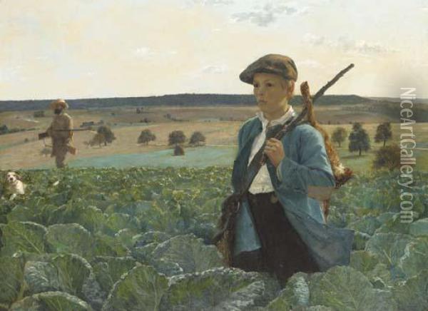 De Retour De La Chasse Oil Painting - Alphonse Gaudefroy