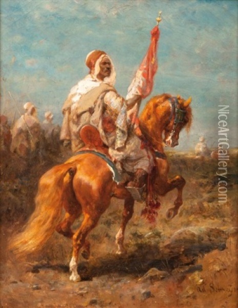 Cavalier A L'etendard Oil Painting - Adolf Schreyer