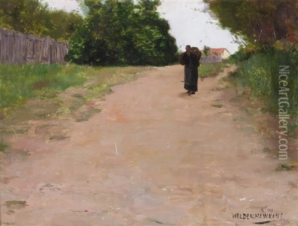 Figure On A Track In A Breton Scene Oil Painting - Louis Welden Hawkins