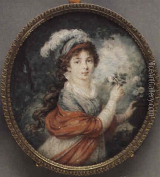 Grand Duchess Anna Feodorovna, Nee Princess Juliane Von Saxe-coburg-saalfeld Oil Painting - Augustin Ritt