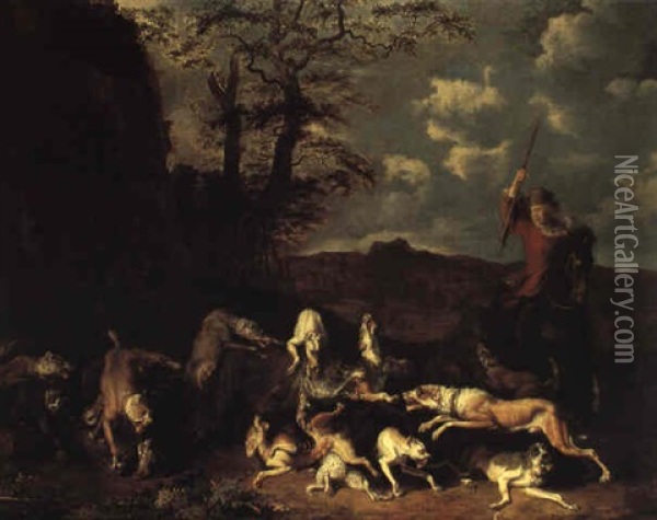 Scene De Chasse A L'ours Oil Painting - Abraham Danielsz Hondius