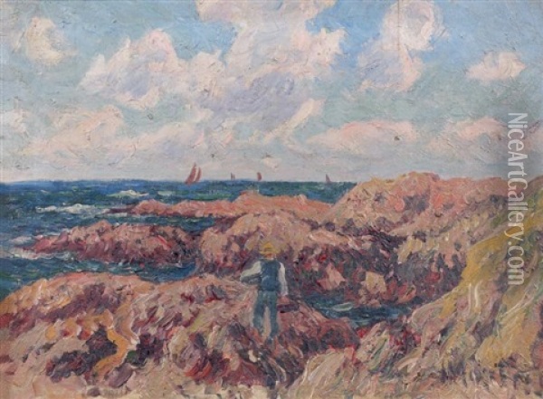 Pecheur Au Bord De La Mer Oil Painting - Henry Moret