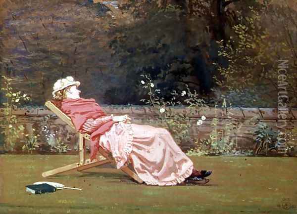 Rosalind, Countess of Carlisle (1845-1921) in the Garden at Naworth, 1880 Oil Painting - Walter Crane