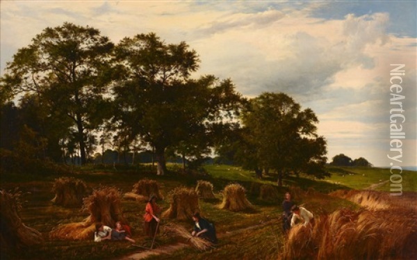 Landscape And Cornfield Oil Painting - Sidney Richard Percy