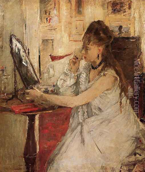 Young Woman Powdering Her Face Oil Painting - Berthe Morisot