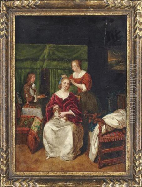 A Lady At Her Toilet Oil Painting - Caspar Netscher