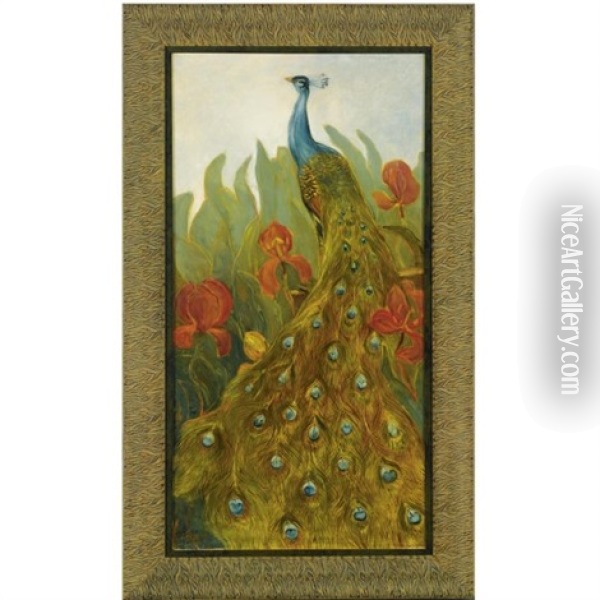 Peacock Oil Painting - Theodoor van Hoytema