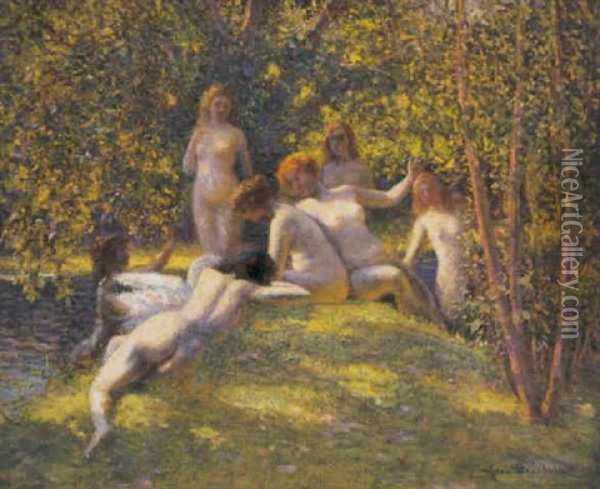 Les Baigneuses Oil Painting - Jean Beauduin