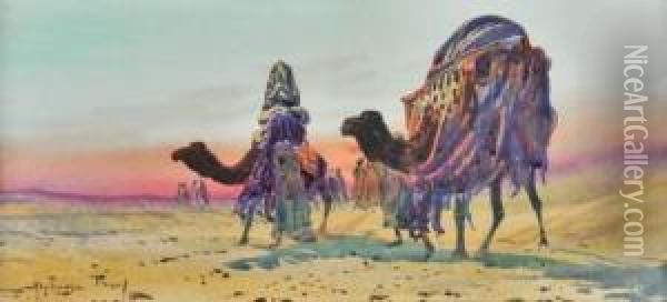La Caravane Nomade Oil Painting - Alphonse Rey