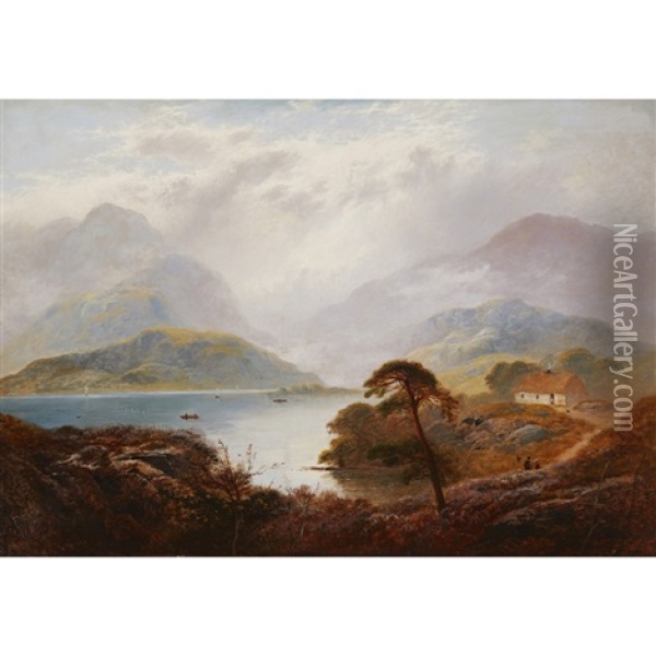 Loch Achray Oil Painting - George Blackie Sticks