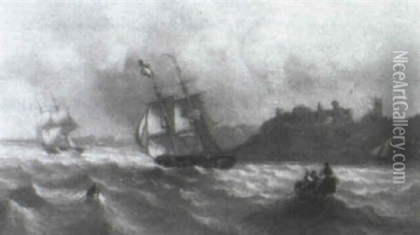 A Scottish Brig Off The Coast Oil Painting - William Garthwaite