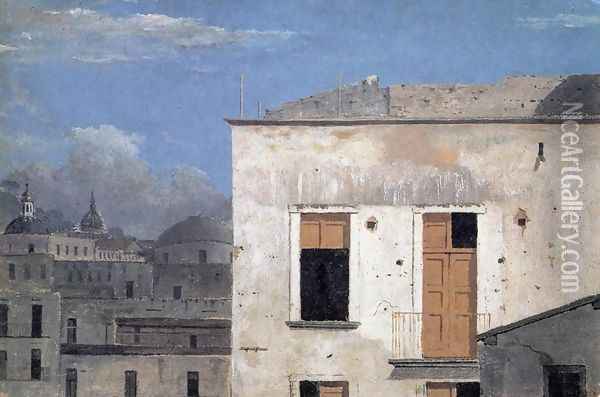 Buildings in Naples Oil Painting - Thomas Jones