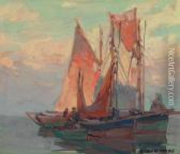 Fishing Boats Oil Painting - Edgar Alwin Payne