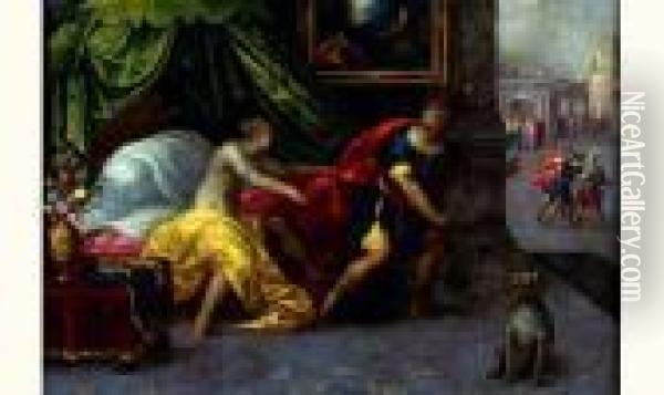 Joseph Et La Femme De Putiphar Oil Painting - Karel Van Mander