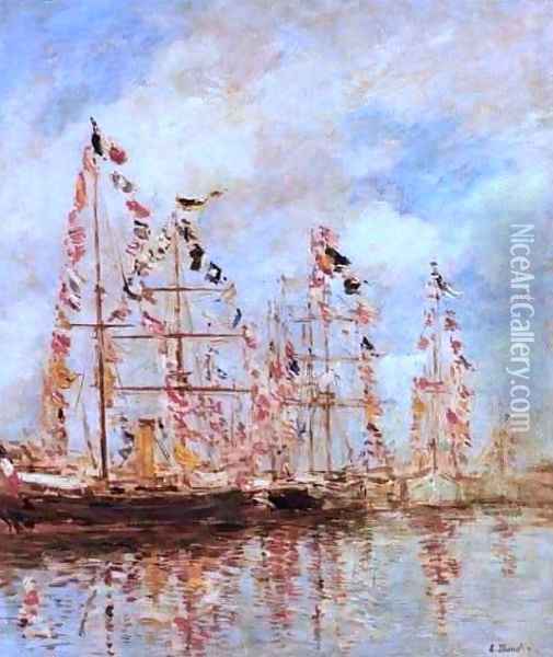 Sailing Ships at Deauville Oil Painting - Eugene Boudin