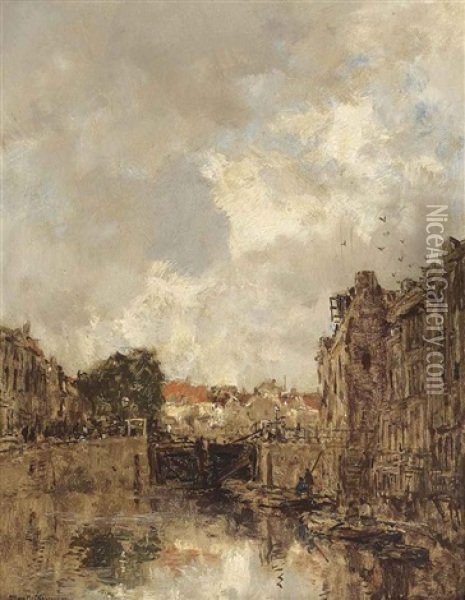 Sluisje Oil Painting - Johan Hendrik van Mastenbroek