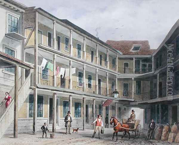 View of Blue Boar Inn yard, no.30 Aldgate, c.1850 Oil Painting - Thomas Hosmer Shepherd