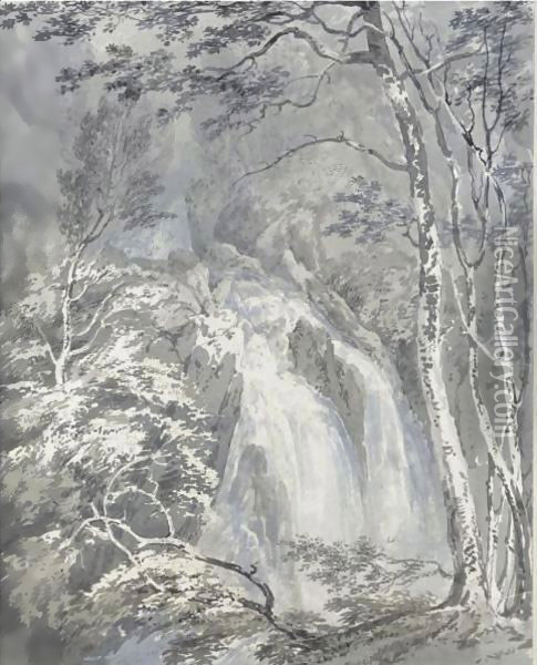 A Waterfall In A Wooded Landscape Oil Painting - Joseph Mallord William Turner