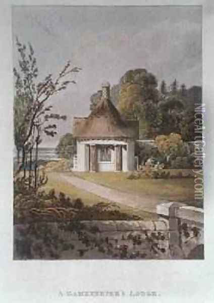 A Gamekeepers Lodge, from Hints On Ornamental Gardening, 1822 Oil Painting - John Buonarotti Papworth
