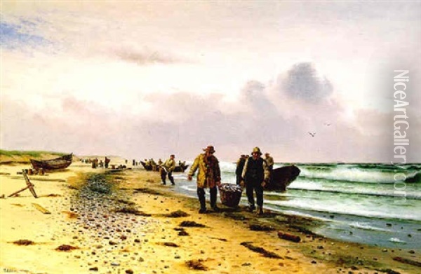 Bringing In The Catch Oil Painting - Holger Luebbers