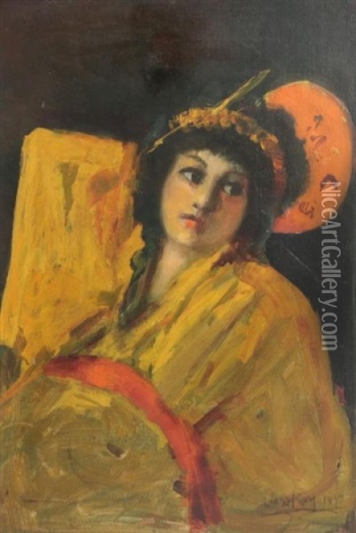 Lady In Oriental Dress Oil Painting - James Kay