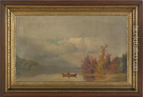 Autumn Lake Scene Oil Painting - George Frederick Bensell