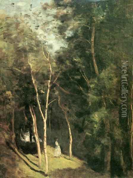 In a Park Oil Painting - Jean-Baptiste-Camille Corot